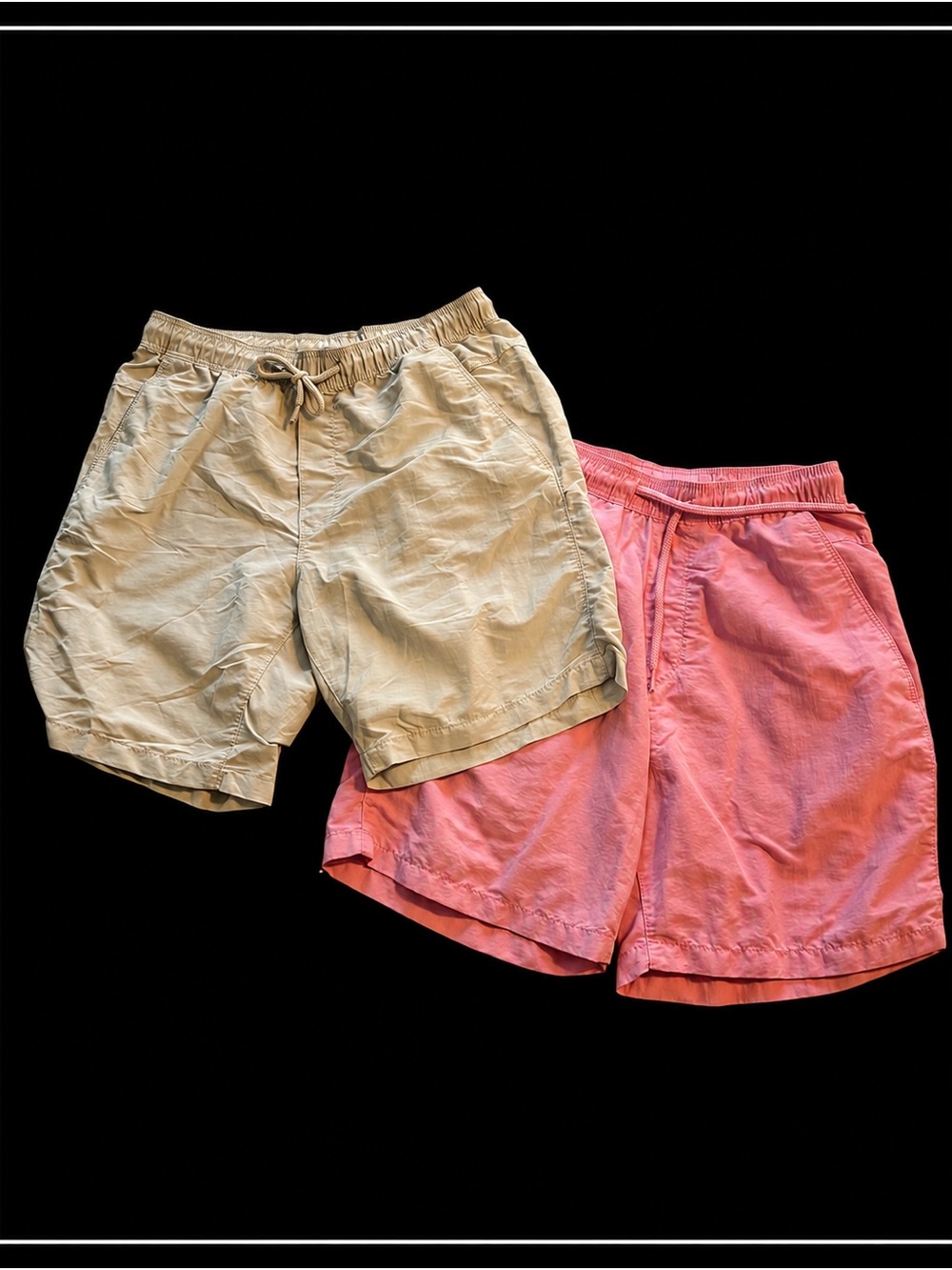 H&M Men's Drawstring Athletic Shorts in Cream and Pink